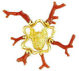 GoldVikingAndCoralBranchBrooch