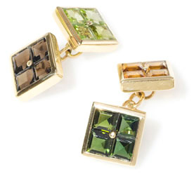 GoldSquareGemSetCuffLinks