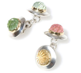 SilverAndGoldGemSetCuffLinks